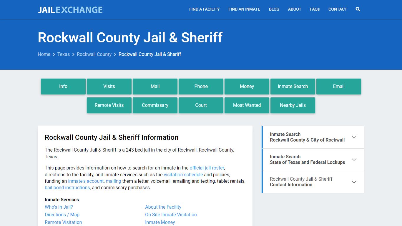 Rockwall County Jail & Sheriff, TX Inmate Search, Information